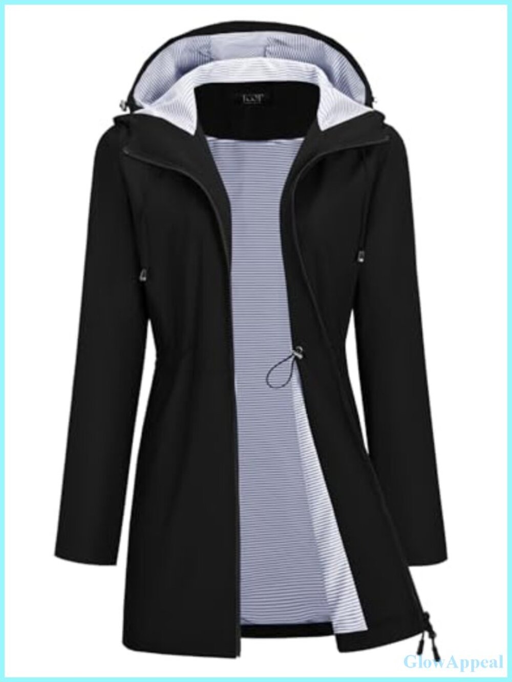 Women's Waterproof Long Trench Coat Hooded Lined Rain Jacket Windbreaker